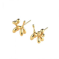 Balloon Dog Stud Earrings, Yellow Gold