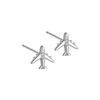 Airplane Rhinestone Stud Earrings, 925 Sterling Silver