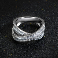 Baguette Crystal Cross 925 Sterling Silver Adjustable Ring