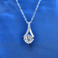 Round Moissanite Waterdrop Necklace in 925 Sterling Silver