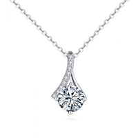 Round Moissanite Waterdrop Necklace in 925 Sterling Silver