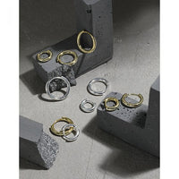 Geometry Circle Huggie Hoop Earrings, 925 Sterling Silver