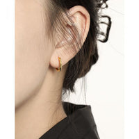 Geometry Circle Huggie Hoop Earrings, 925 Sterling Silver