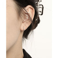 Geometry Circle Huggie Hoop Earrings, 925 Sterling Silver