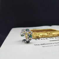 Vintage Green Oval Crystal Sterling Silver Adjustable Ring
