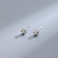 Micro Magic Cube Sterling Silver Stud Earrings