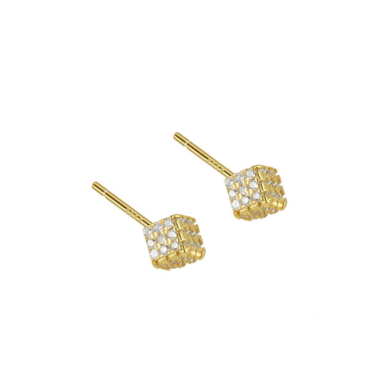 Micro Magic Cube Sterling Silver Stud Earrings