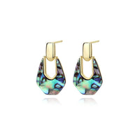Office Geometry Abalone Shell Sterling Silver Dangling Earrings