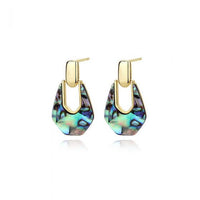Office Geometry Abalone Shell Sterling Silver Dangling Earrings