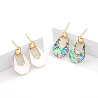 Office Geometry Abalone Shell Sterling Silver Dangling Earrings