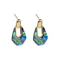 Office Geometry Abalone Shell Sterling Silver Dangling Earrings