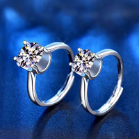 Round Moissanite Crystal Cowhead Adjustable Ring