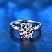 Round Moissanite Crystal Cowhead Adjustable Ring