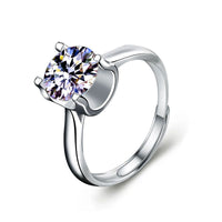 Round Moissanite Crystal Cowhead Adjustable Ring