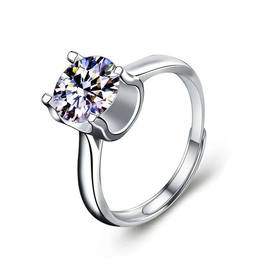 Round Moissanite CZ Cowhead Adjustable Ring