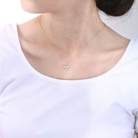 Blue Oval Natural Topaz Eightfold Star Necklace