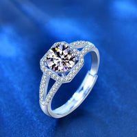 Four-Claw Square Moissanite Crystal 925 Sterling Silver Ring