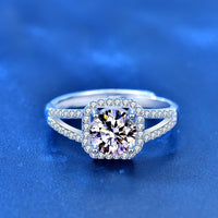 Four-Claw Square Moissanite Crystal 925 Sterling Silver Ring