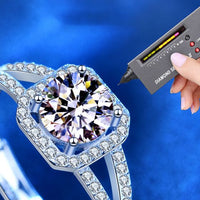 Four-Claw Square Moissanite Crystal 925 Sterling Silver Ring
