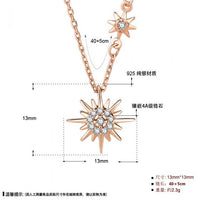 Sweet Sun and Star Crystal Sterling Silver Necklace