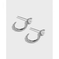 S-Shape Round Shell Pearl Hoop Earrings