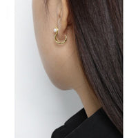 S-Shape Round Shell Pearl Hoop Earrings