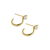S-Shape Round Shell Pearl Hoop Earrings