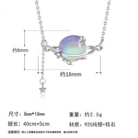 Natural Moonstone Planet and Star Necklace, 925 Sterling Silver