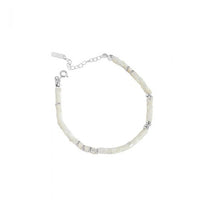 Gold Shell Beads Wampum Bracelet in 925 Sterling Silver
