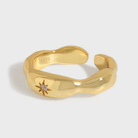 Crystal Sunshine Irregular Sterling Silver Adjustable Ring