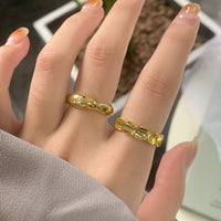 Crystal Sunshine Irregular Sterling Silver Adjustable Ring