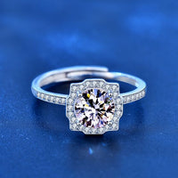 Geometric Four-Claw Moissanite Ring, 925 Sterling Silver