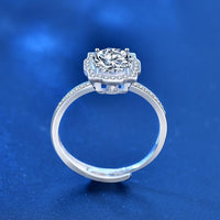 Geometric Four-Claw Moissanite Ring, 925 Sterling Silver