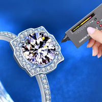 Geometric Four-Claw Moissanite Ring, 925 Sterling Silver
