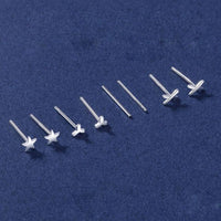 Mini Star Moon Heart Windmill Round T X Flower Leaf Sterling Silver Stud Earrings