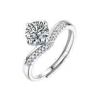 Princess Crown 1 ct Moissanite Adjustable Ring