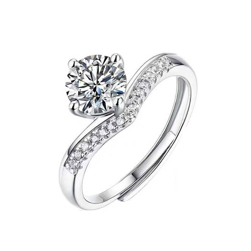 Princess Crown 1 ct Moissanite Adjustable Ring