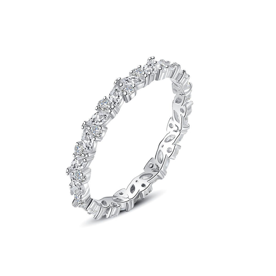 Cubic Zirconia Leaf Ring 925 Sterling Silver