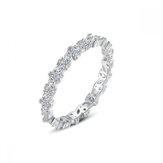 Cubic Zirconia Leaf Ring 925 Sterling Silver