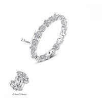 Cubic Zirconia Leaf Ring 925 Sterling Silver