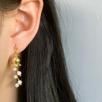 Lily of the Valley Shell Pearl Dangling Earrings