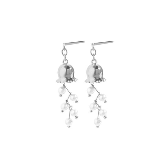 Lily of the Valley Shell Pearl Dangling Earrings