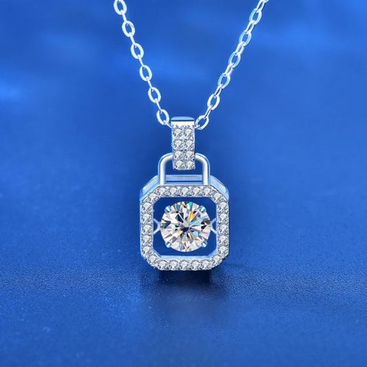 Round Dancing Moissanite CZ Necklace, 0.5ct