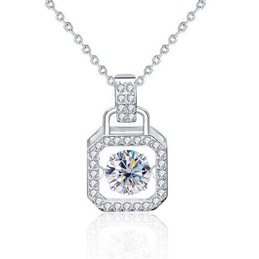 Round Dancing Moissanite CZ Necklace, 0.5ct