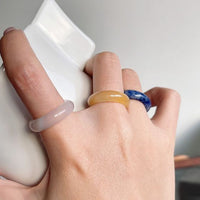 Natural Agate Jade Sterling Silver Adjustable Ring