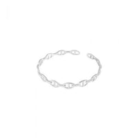 Puffed Solid Mariner Chain Open Bangle, 925 Sterling Silver