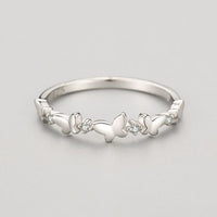 Sweet Girl Flying Butterflies Crystal Sterling Silver Ring