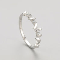 Sweet Girl Flying Butterflies Crystal Sterling Silver Ring