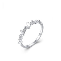 Sweet Girl Flying Butterflies Crystal Sterling Silver Ring