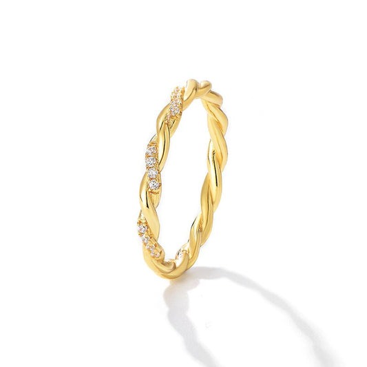 Twisted CZ Adjustable 925 Sterling Silver Ring